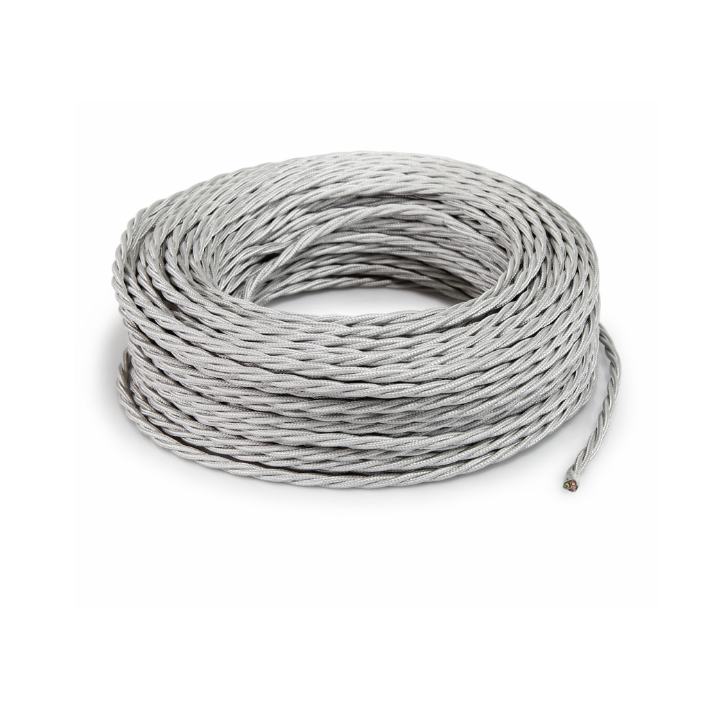 Braided Textile Electric Cable - Silver TR0/A