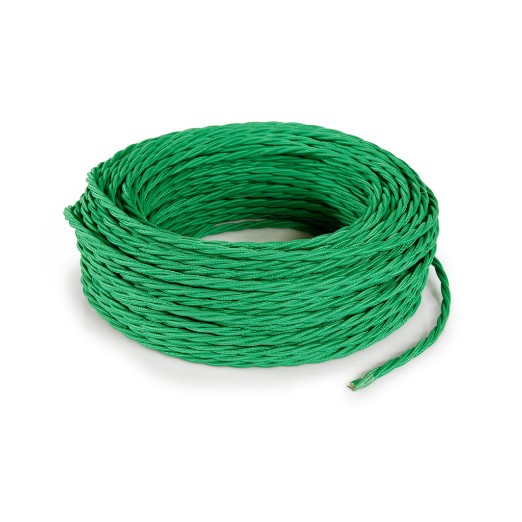 Braided Textile Electric Cable - Green TR20