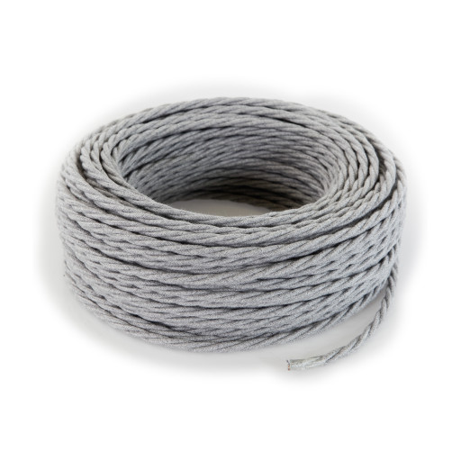 Cotton Wrapped Braided Electric Cable - Grey TR60
