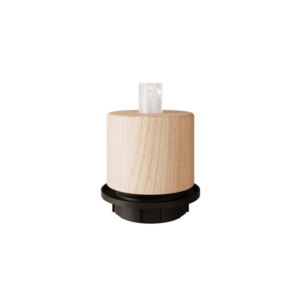 Cylindrical E27 Lampholder In Wood for Lampshade. Lenght 40mm