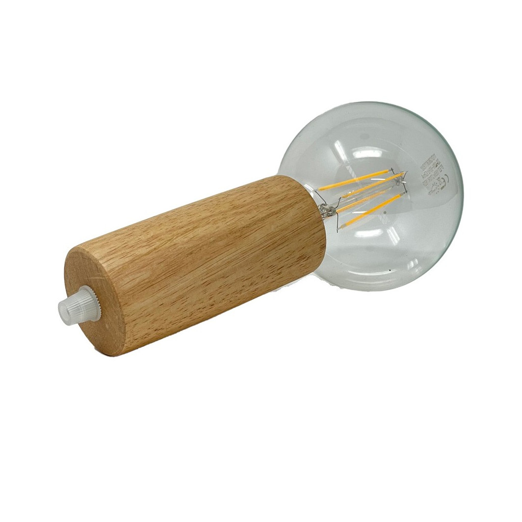 Cylindrical E27 Lampholder In Wood. Lenght 110mm natural