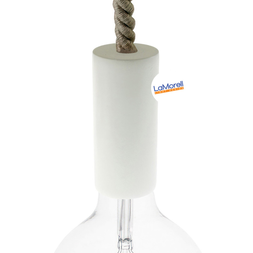 Cylindrical E27 Lampholder In Wood. Lenght 110mm for XL Cable white