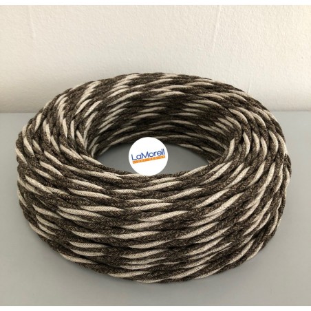 Braided Textile Electric Cable - Canvas Beige/Brown TR50